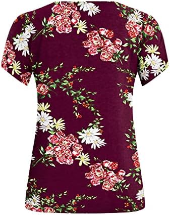 Краток ракав Топ маица за дами есен летен памук против вратот графички салон лабава вклопена опуштена фит блуза V0 v0