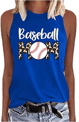 LCEPCY бејзбол леопард буква за печатење на резервоарот за жени за жени без ракави летни кошули графички маички кошули елеци