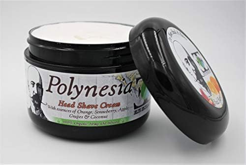 Полинезија крем за бричење на главата - w/ органско масло од семе од коноп - направете ја главата на главата - избришете ја главата секој