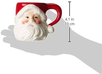 Божиќ Керамички Класичен Дедо Мраз Глави Чаши За Пиење Пијалаци, Црвена &засилувач; Бела, Во собата на 4, Средни, 5.5 х 3.9 х 4.1