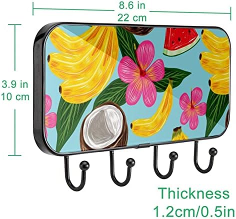 Тропско Овошје Шема Печатење Палто Решетката Ѕид Монтирање, Влезот Палто Решетката со 4 Кука За Капут Шапка Чанта Облека Бања Влезот Дневна