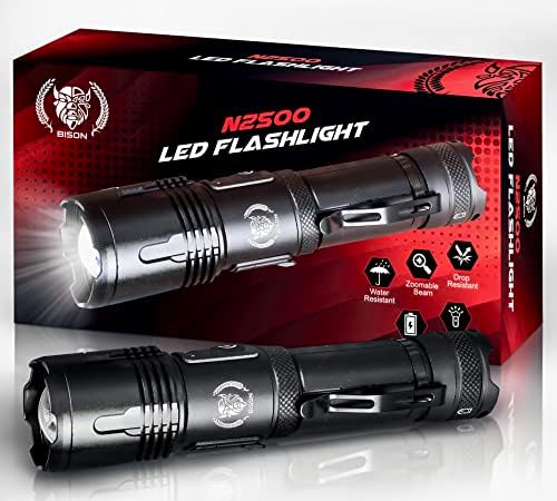 Bison N2500 LED Fl Flersly LED 100000 лумени - тактичка висока лумен светлина, зумирање и водоотпорни - вклучени батерии