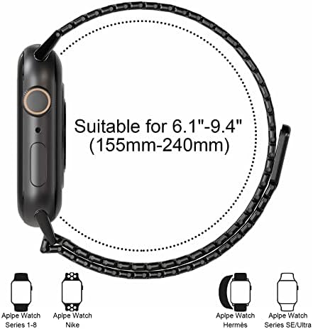 Метална магнетна лента од не'рѓосувачки челик компатибилен за ленти со Apple Watch 38mm 40mm 41mm 42mm 44mm 45mm 49mm, прилагодлива