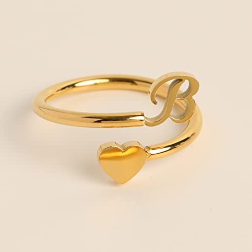Првични прстени за жени девојки кои се ставаат во позлатена изјава за изјава за прстени за лепење Азбука А до Z накит