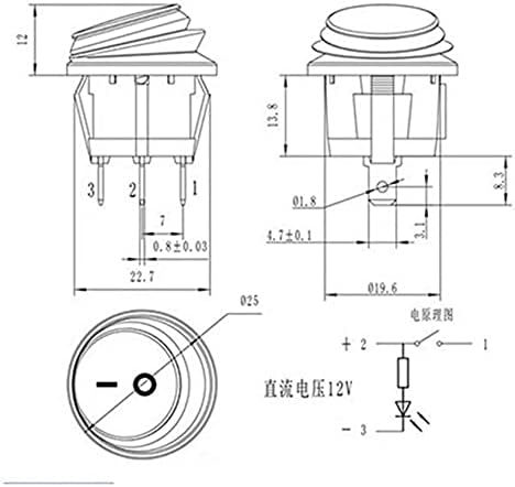 Ankang 1PC KCD1 Тркалезен квадрат водоотпорен светлосен прекинувач за вклучување на 3pin за прекинувач за напојување на ламбата за ламби за кружен
