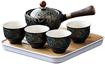 Просторен порцелан од керамички чај од милагето, отстранлив порцелан од 360 степени ротација чајник за домашно, темно сина