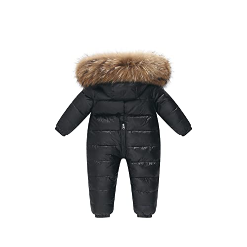 Бебе Сноуит, новороденче бебе, девојки, ропер зимски јакна со качулка, облечена во облека од дома, црна 12-15 месеци