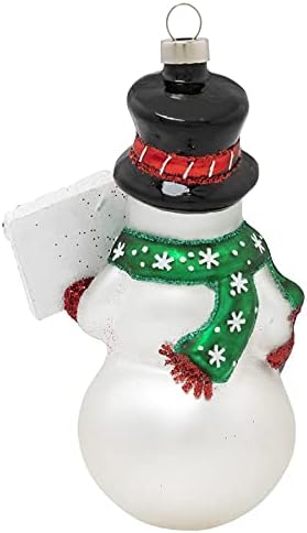 Кат + Ени стакло Божиќен украс, суштински декор за празници, весел снежен човек