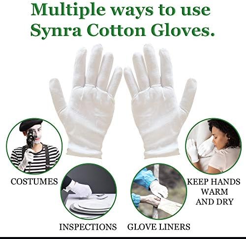 Синдра бели памучни нараквици, за младешки еластични раце и кутикули, заштедува работни раце од груби работни нараквици, вредност за миење и