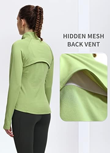 Thermирлеј женско термичко руно половина патенти со долги ракави кои трчаат пуловер, кошула за коњи за ладно време