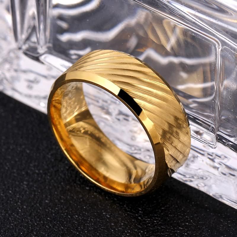Колезо 8мм златна боја прстен во вода бран за маж и жени-74922