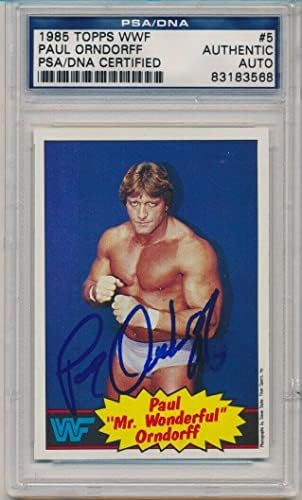 1985 Топпс WWF Пол Орндорф потпиша картичка 5 PSA/DNA Autograph - Автограмирани картички за борење