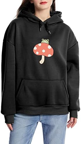 Keevici kidutile Cute Frog Sweatshirt Kawaii Hoodie за тинејџерски девојки естетска облека за облека, феминино дуксери