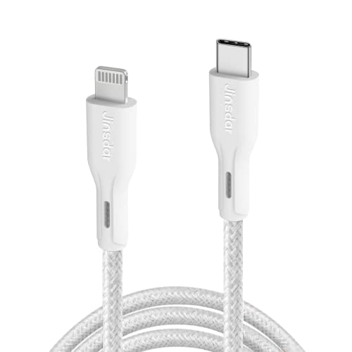 Jinsdar USB C до молња кабел, 6ft MFI овластен 60W 3A PD супер брзо полнење најлон плетенка за брзо полнење за iPhone 14 13 12 Pro Max Plus