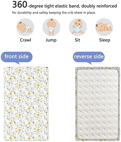 Расадник тематски опремени мини чаршафи за креветчиња, преносни мини креветчиња за креветчиња Ултра мек материјал-бебе за момчиња
