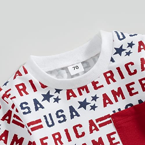 Wytyjxcyy 4-ти јули бебе момче облека од американско знаме САД кратки ракави маици + шорцеви за независност на Денот на детето момче облека