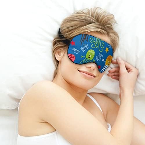 Смешни октоподи маска за спиење Трајни занишани меки маски за очи ги покрива со прилагодлива лента за жени жени