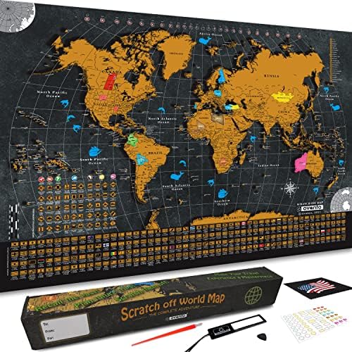 ОВАНТО Изгребете Ја Светската Мапа - 17х24 Постер За Светска Мапа, Единствената Карта За Патување со Супер Лесна Фолија за