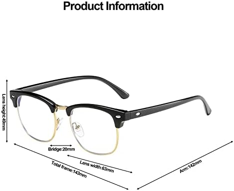 Јатуке Ретро Полу Сини Светлосни Очила За Блокирање Со Половина Рамка Компјутерски Очила Со Рогови