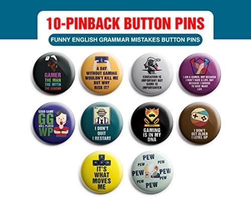 Creanoso Смешна англиска граматика за грешки на копчето Pins - порибници за порибници Премиум идеи за подароци за деца, тинејџери