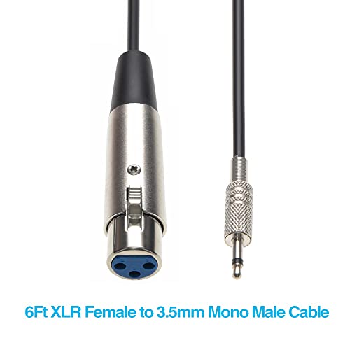 InstallerParts 6ft XLR женски до 3,5 mm моно машки кабел -може да се користи со микрофонски кабли, аудио интерфејси, ПА апликации