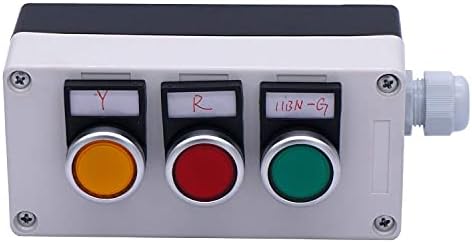Bkuane 22mm 10A 440V 1NO 1NC Црвено жолто зелено знак Моментно копче за копче за прекинувачи на копчето за прекинувачи на копчето