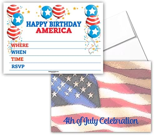 Покани за колекција Стоунхаус на 4 -ти јули - 25 САД Партија поканува со коверти - САД направени