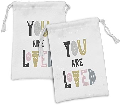 Амбезон буква од ткаенина торбичка сет од 2, doodle Вие сте сакани типографија навлечени со ракави букви брановидни ленти, мала