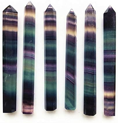 ERTIUJG HUSONG312 3PCS 90-110mm природен виножито флуорит Обелиск кварц кристал реики стапчиња за стапчиња за лекување на природни камења и