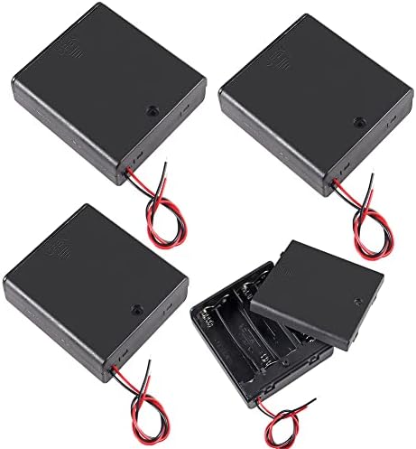 ЏВИСЛЕНД 4 x x Држач За Батерии Основна Кутија Со Прекинувач за ВКЛУЧУВАЊЕ/Исклучување И Жица И Капак, 4 X 1.5 V Hol Држач За Батерија