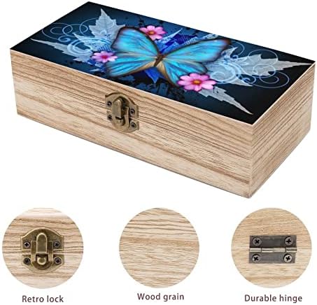 Мода Пеперутка Печатени Дрво Кутија За Складирање Десктоп Мали Декоративни Организатор Накит Кутии Со Капак