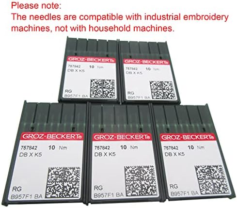 50 парчиња Groz Beckert DBXK5 Индустриски игли за машина за везови во CKPSMS чиста пластична кутија компатибилна со/замена за брендот Tajima