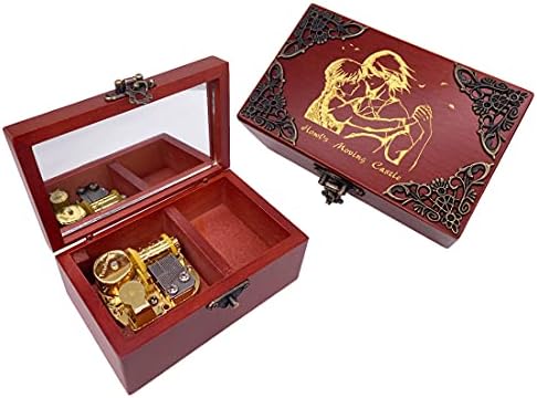 Музичка кутија за накит со огледало врежано дрво музичко кутија за ветер на кутија за подароци