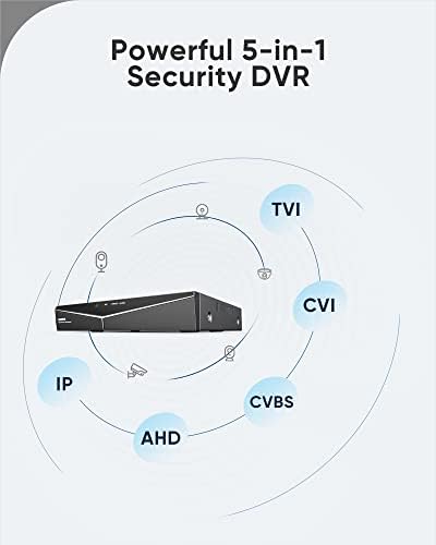 DVR за безбедносна камера, Sannce 5MP Lite 8CH CCTV DVR со 2TB хард диск, H.264+ Хибриден рекордер за надзор со 5-1-1-1 за 8CH аналогни и 2CH IP