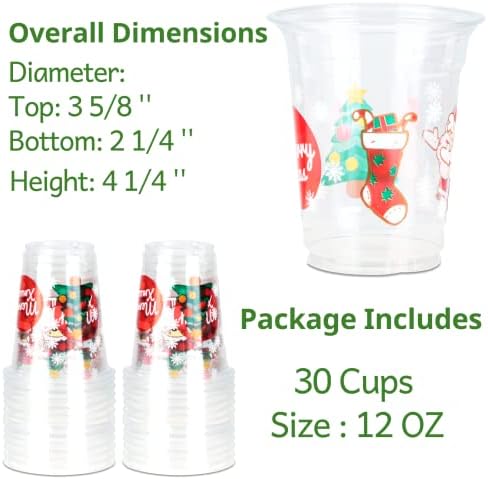 Аатриет 12 мл Мери Божиќни забави - Среќни божиќни за еднократна употреба чисти пластични чаши за Божиќна забава, собор за пијалоци