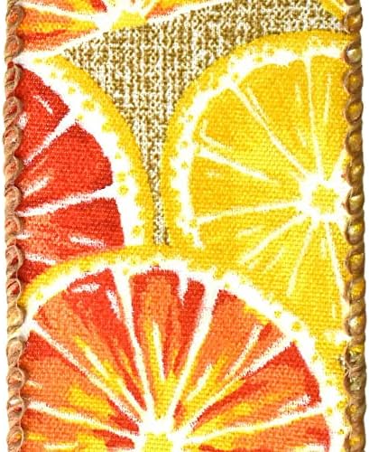 Homeford Printed Lemon Citrus Wired Ribbon, 1-1/2-инчен, 10-двор, портокал
