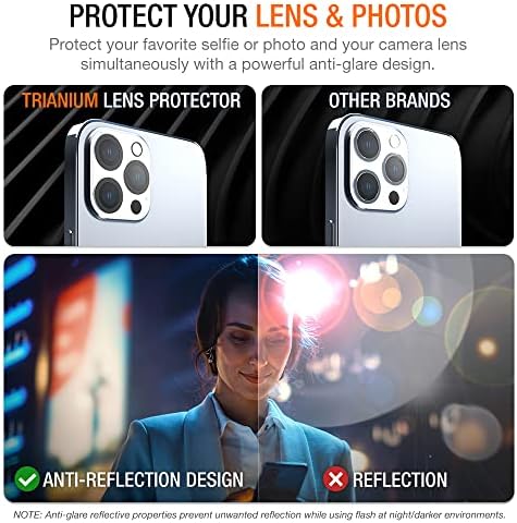 Трианиум 3 Пакет Заштитник На Екранот На Објективот На Фотоапаратот Компатибилен за iPhone 13 Pro и iPhone 13 Pro Max-Clear [Поддршка Ноќно Снимање]