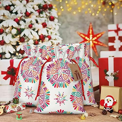 Жици Божиќни Торби За Подароци Индиски-Цветни-Пејсли-Медалјон Подароци Торби За Завиткување Божиќни Вреќи За Пакување Подароци Торбички Средни