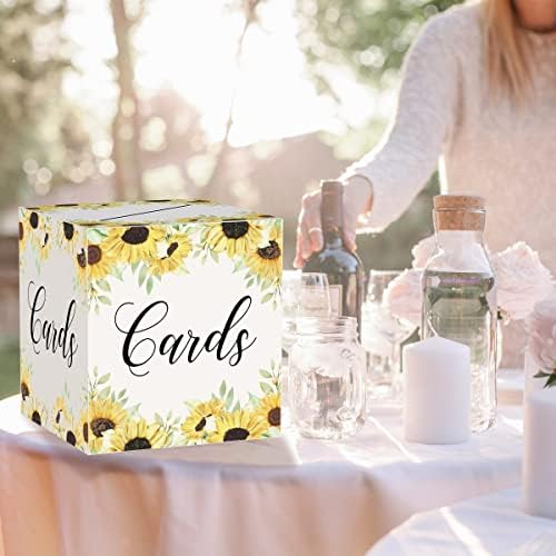 Кутија за картички со сончоглед Tfciate, 8 x8 x8 картички кои примаат кутија за невестински свадби за туширање, бебе туш роденден