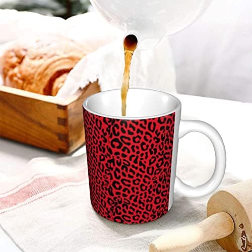 Алгоби 11 Мл Црвено-Леопард-Хипстер Кафе Чаши, Бели Керамички Чаши, Чај Чаша Новина Празник Божиќ Подарок