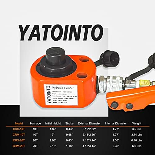 Kit Yatointo Porta Power Power, 20 тони хидрауличен приклучок со низок профил со рачна хидраулична рачна пумпа со повеќе секции,
