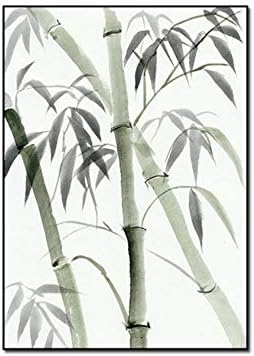 Кинески Sttle Bamboo Canvas сликарство зелено растително декорација на wallидови за масло за сликање, 1,10x15cm без рамка