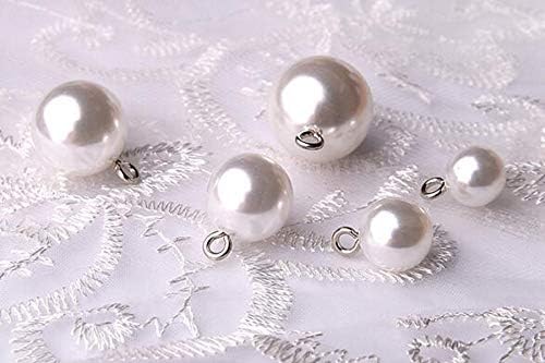 20 парчиња мали бисерни копчиња со целосна тркалезна бисери за невестински копчиња кристално ринестон копчиња за шиење на венчавки