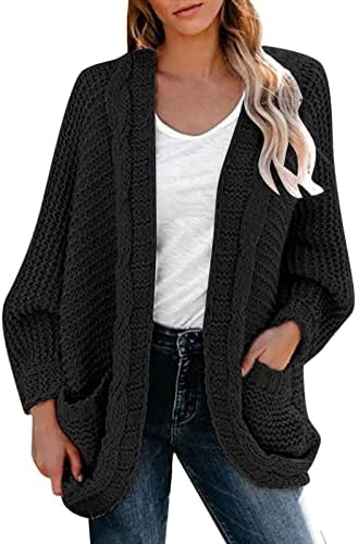 Iius плетени џемпери од кардиган, жени буци обичен отворен предниот дел од долг ракав лабав џемпер плус големина макси долги кардигани палто