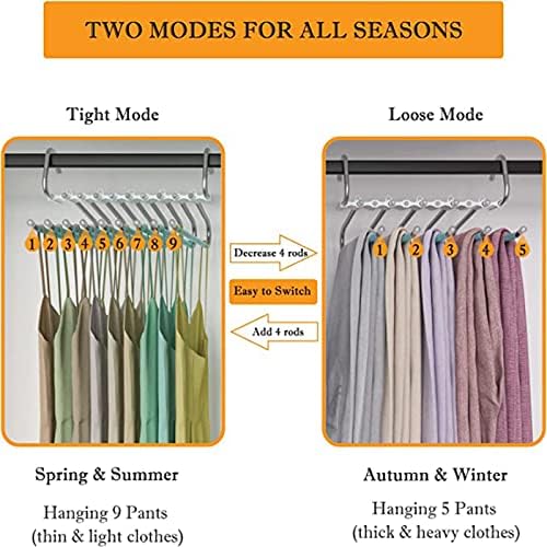 Kingonline 2 пакувања 9 слоја панталони закачалки за заштеда на простор за магични повеќе слоеви панталони за закачалки за панталони