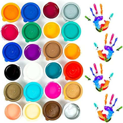 Хоризонт Груп во САД боја на прсти, 24 пакувања, безбедна и нетоксична боја на прсти за перење, тегли со боја на прсти во 24, се мие со сапун