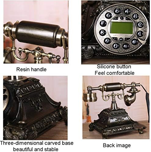 QDID Retro Wire Firdline телефон со копче за притискање, гроздобер смола домашен телефон со мулти функција и пиедестал за доказ за
