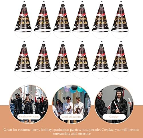 Капа За Капаче Од Конус Од Хартија За дипломирање: 24 парчиња Златен Црн Капак На Главата На Конусот Капа За Роденденски Забави За Постдипломски