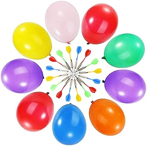 Игри со балон Дарт, 12 парчиња повеќебојни пластични стрели стрели со стрела со 144 парчиња 6 Дарт балони играчки, пластични летови и метални