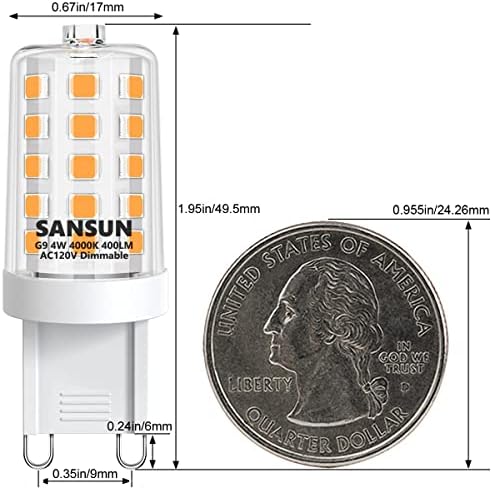 SANSUN G9 LED Светилки 40 Вати T4 G9 Халогени Светилки Еквивалент, 3000k Мека Бела, AC120V Затемнети Треперење Слободен, 6-Пакет